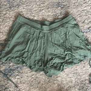 Green flowy shorts